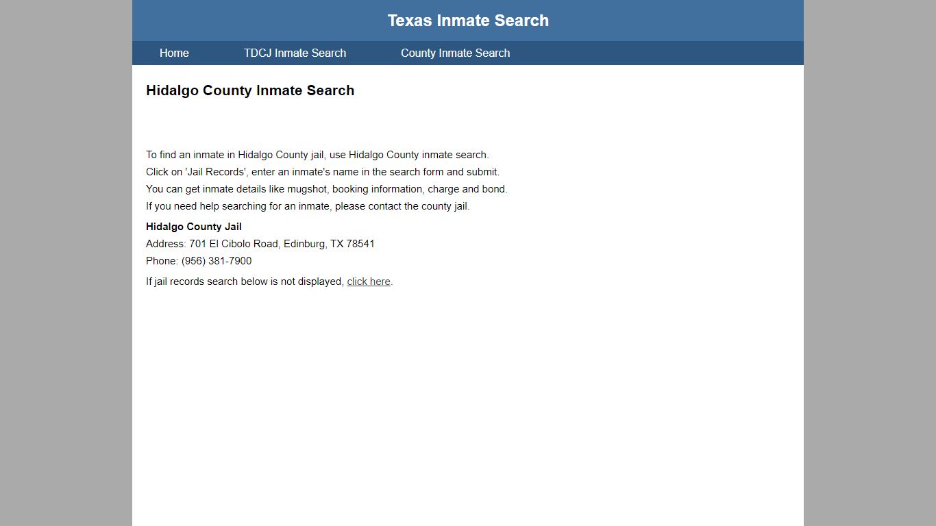 Hidalgo County Jail Inmate Search